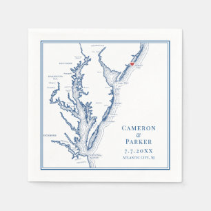Atlantic City New Jersey Karte Elegante Wedding Serviette