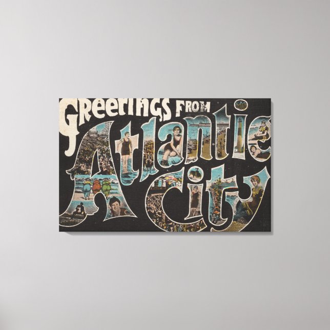 Atlantic City, New Jersey - Large Letter Scenes 3 Leinwanddruck (Vorderseite)