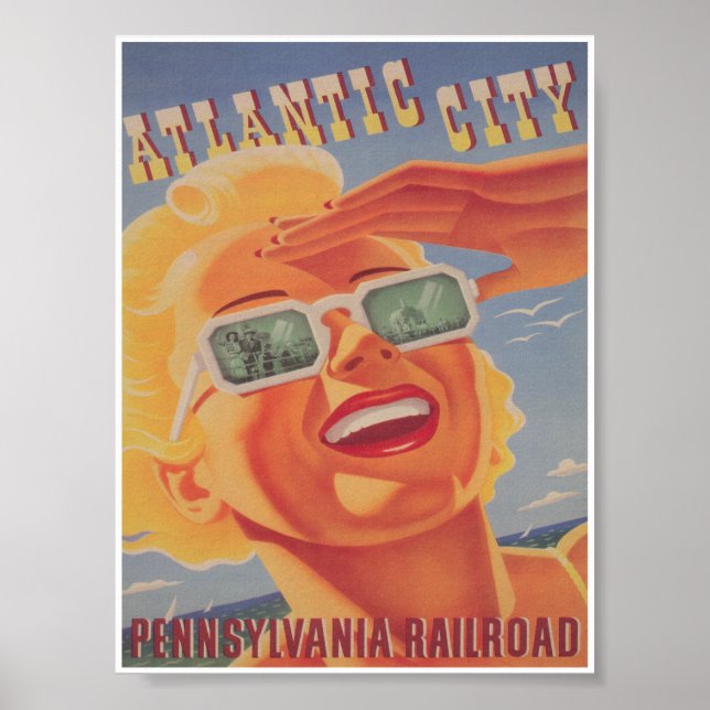Atlantic City New Jersey Retro Vintage Travel Poster (Vorne)