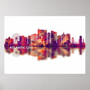 Atlantic City New Jersey Skyline Poster