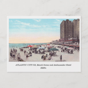 Atlantic City NJ 1920s Scene on the Beach carte po