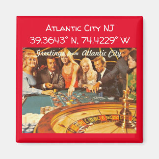 Atlantic City NJ Map Koordiniert Vintage Style Magnet