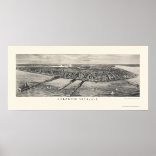 Atlantic City, NJ panoramische Karte - 1905 Poster