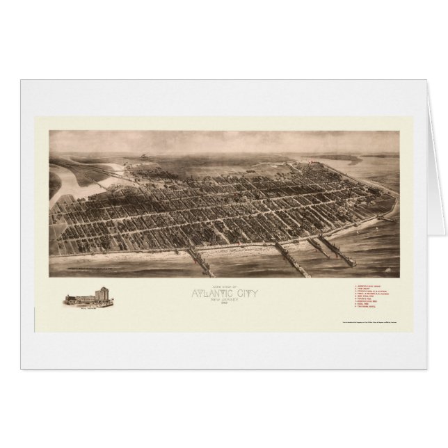 Atlantic City, NJ panoramische Karte - 1909 (Vorderseite (Horizontal))