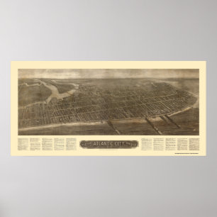 Atlantic City, NJ panoramische Karte - 1910 Poster