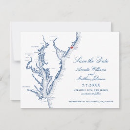 Atlantic City NJ Wedding Elegant Navy Map Save The Date