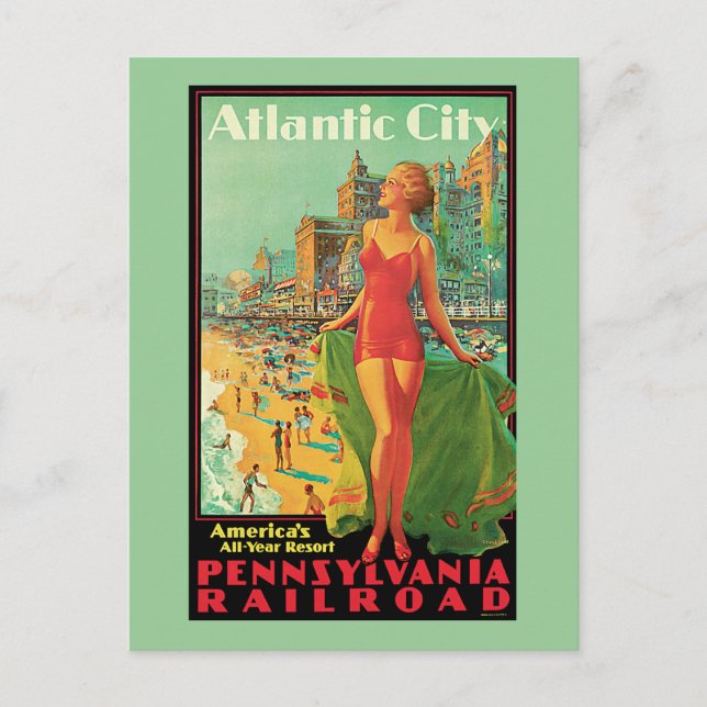Atlantic City - Pennsylvania RR Vintage Travel Postkarte (Vorderseite)
