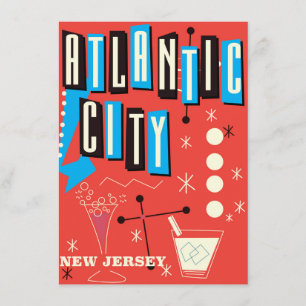 Atlantic City Vintage-Glücksspiel-Reiseplakat Einladung