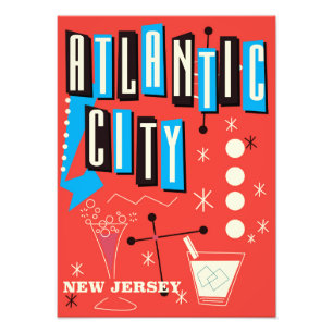 Atlantic City Vintage-Glücksspiel-Reiseplakat Fotodruck