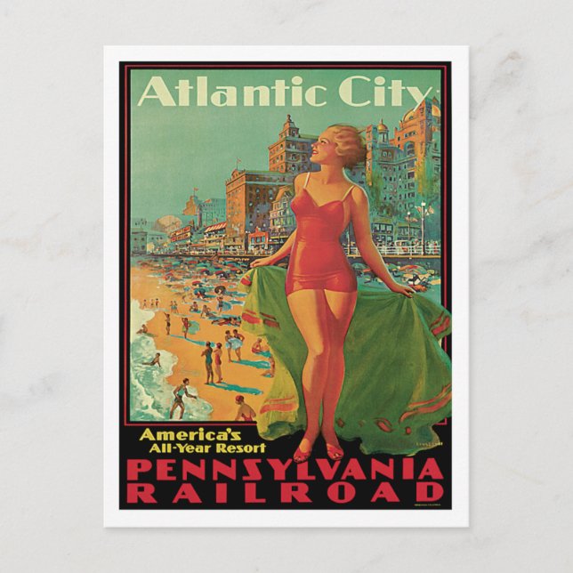 Atlantic City Vintage Travel Postkarte (Vorderseite)