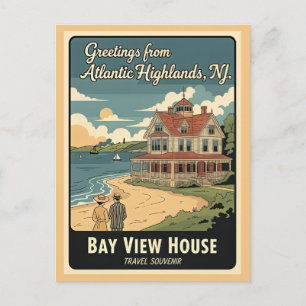 Atlantic Highlands NJ Bay View House Postkarte
