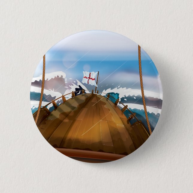 Atlantic Ocean Storm Ship Button (Vorderseite)