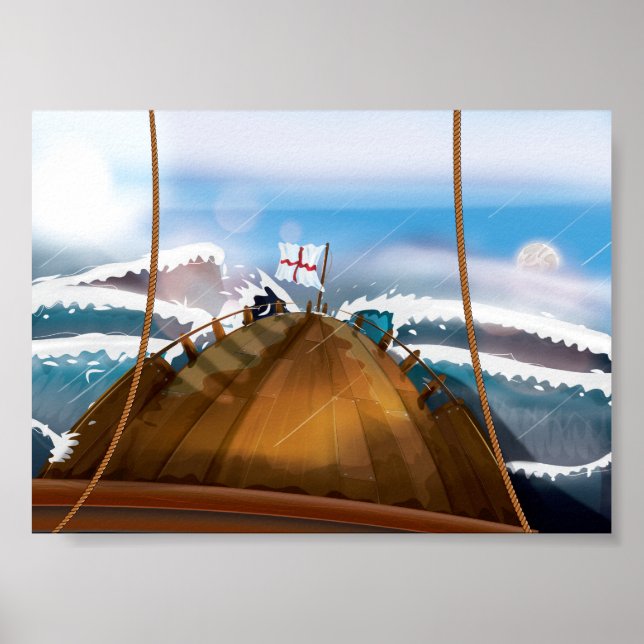 Atlantic Ocean Storm Ship Poster (Vorne)