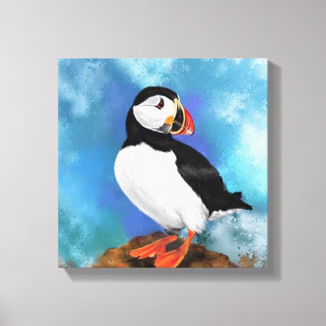 Atlantic Puffin Bird Canvas Print - Malerei Leinwanddruck (Vorderseite)