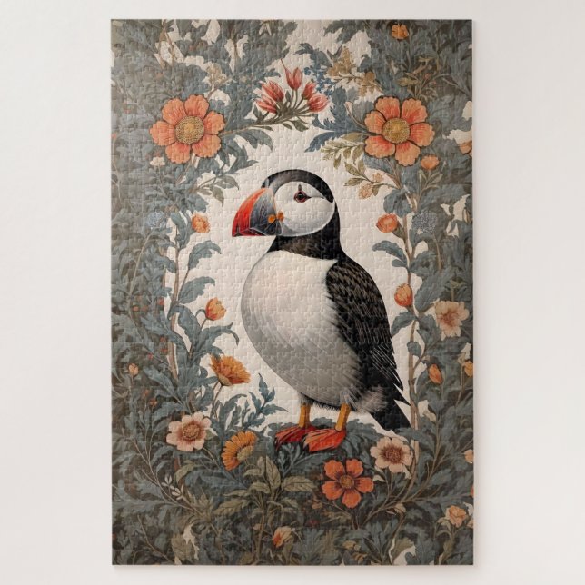 Atlantic Puffin William Morris Inspiriert (Vertikal)