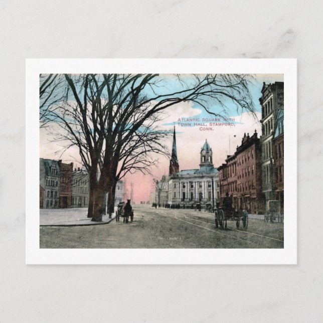 Atlantic Square, Stamford, CT Vintag Postkarte (Vorderseite)