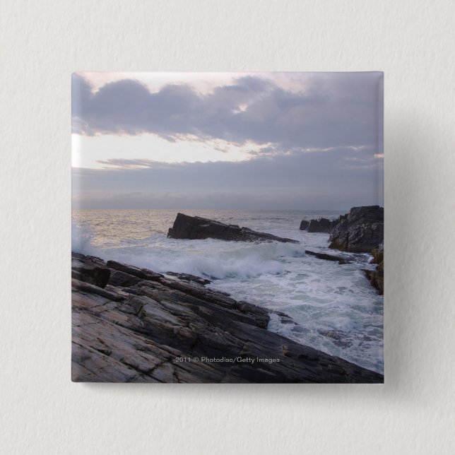 Atlantik am Sonnenaufgang in Maine Button (Vorderseite)