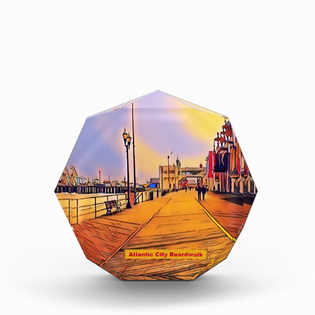 Atlantik City Beach Boardwalk Pop Art Fotoblock (Vorderseite)