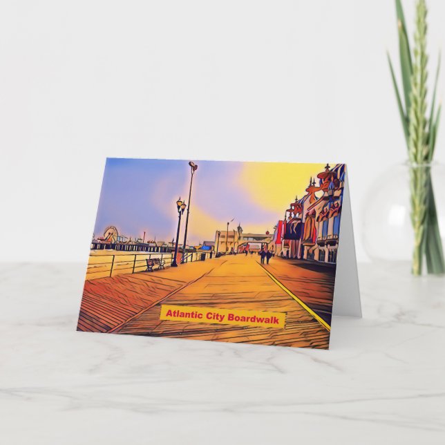 Atlantik City Beach Boardwalk Pop Art Karte (Vorderseite)