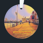 Atlantik City Beach Boardwalk Pop Art Ornament<br><div class="desc">Atlantic City Beach Boardwalk Pop Art Obwohl ich in NJ geboren war, vor vielen Jahren, lol, Memorial Day Wochenende 2010 war mein erster Besuch in der berühmten Atlantic City. Ich erlebte viele verschiedene Emotionen, die ich auf dem White Horse Pike, Absecon, NJ Richtung Atlantic City erlebte; aufregend, die Jersey Atlantic...</div>