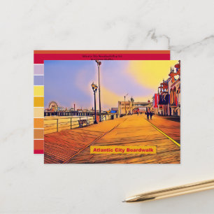 Atlantik City Beach Boardwalk Pop Art Postkarte