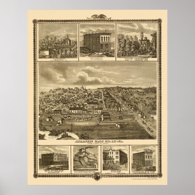 Atlantik, IA Panoramakarte - 1875 Poster (Vorne)