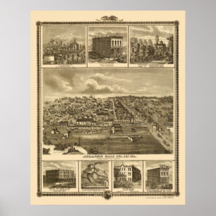 Atlantik, IA panoramische Karte - 1875 Poster