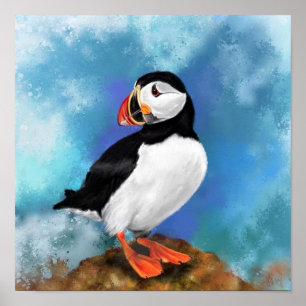 Atlantik-Papageientaucher-Vogelposter-Malerei Poster