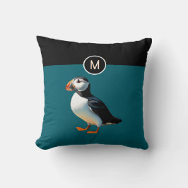 Atlantik Puffsküste Bird Wildlife Mit Monogramm Kissen