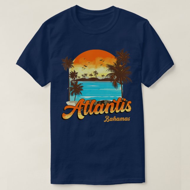 Atlantis Bahamas Beach Sommerurlaub Palm Sunset T-Shirt (Design vorne)