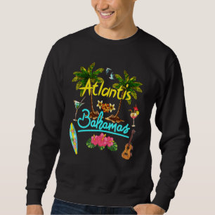 Atlantis Bahamas Beach Summer Palm Surf Sun Set Pa Sweatshirt