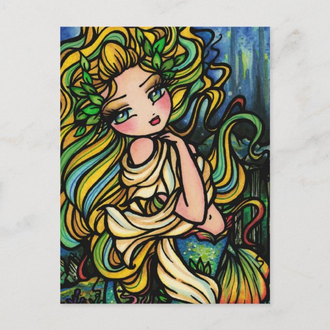 Atlantis City Mermaid Fantasy Fantastische Bergwel Postkarte (Vorderseite)