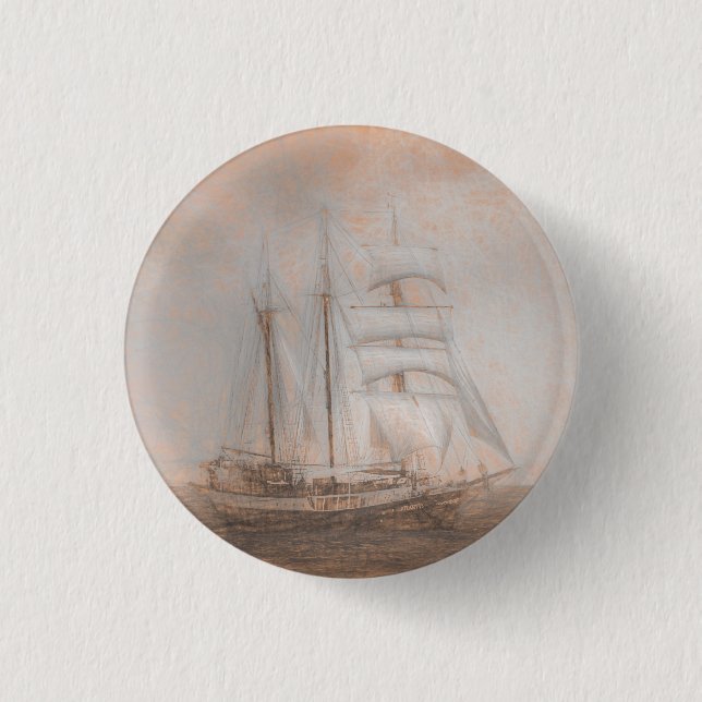 Atlantis Segelschiff da Vinci Button (Vorderseite)
