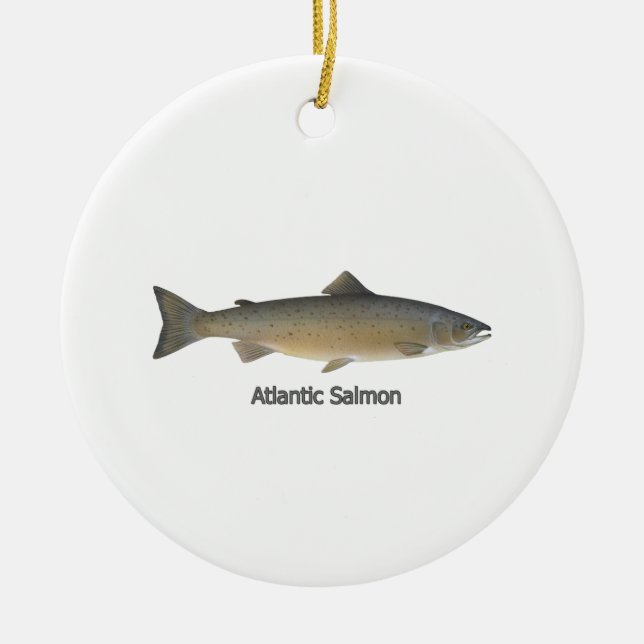 Atlantische Lachs-Verzierung Keramik Ornament (Vorne)