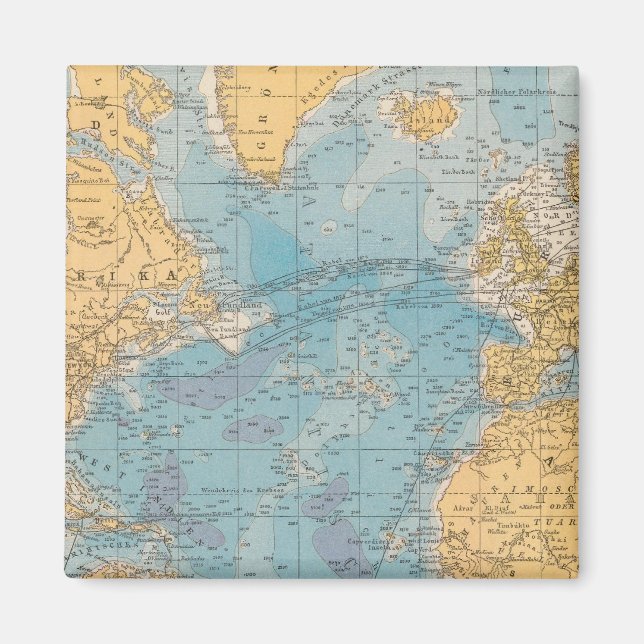 Atlantische Ozeankarte Magnet (Vorne)