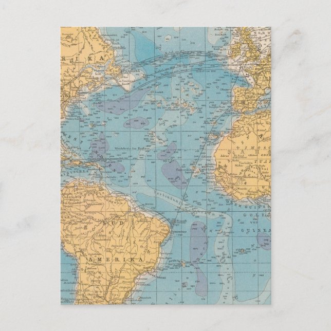 Atlantische Ozeankarte Postkarte (Vorderseite)