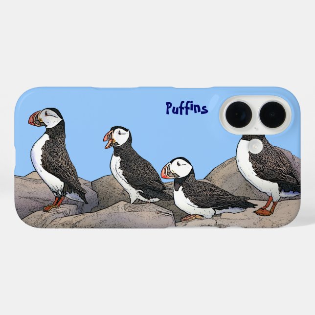 Atlantische Puffen iPhone 16 Hülle (Rückseite (Horizontal))