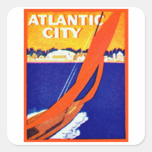 Atlantische Stadt 1925 Quadratischer Aufkleber
