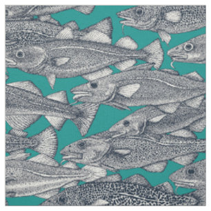 Atlantischer Kabeljau Indigo Blau Stoff