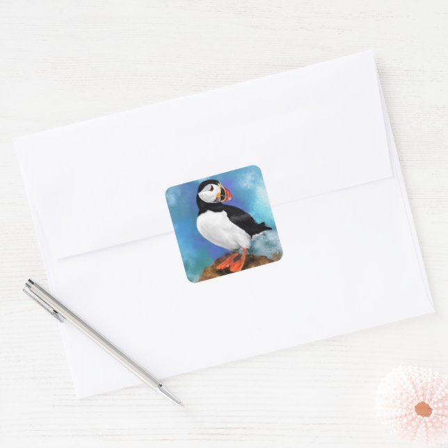 Atlantischer Puffsticker Quadratischer Aufkleber (Umschlag)