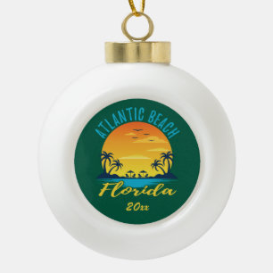 Atlantischer Strand Florida Palmen Sonnenuntergang Keramik Kugel-Ornament