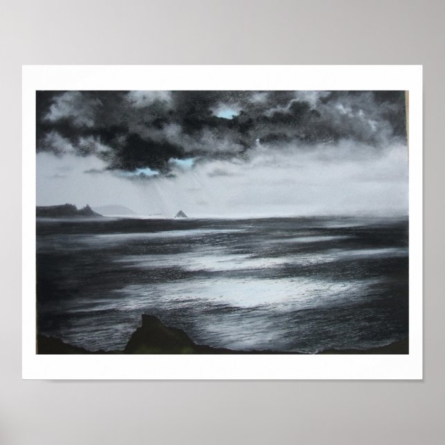 "Atlantisches Licht" Schwarzweißdruck Poster (Vorne)