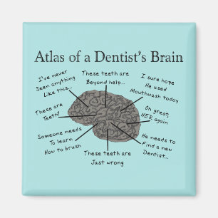 Atlas des Gehirns eines Zahnarztes humorvoll Magnet