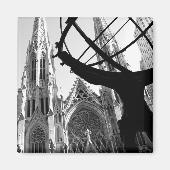 Atlas et St. Patrick's Cathedral : NYC Magnet (Devant)