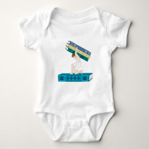 Atlas-Holding-Stapel Bücher Baby Strampler