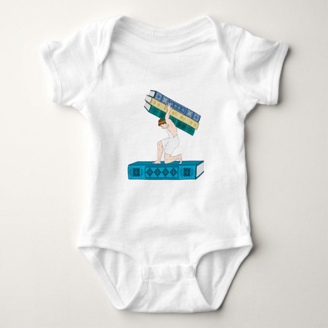 Atlas-Holding-Stapel Bücher Baby Strampler (Vorderseite)