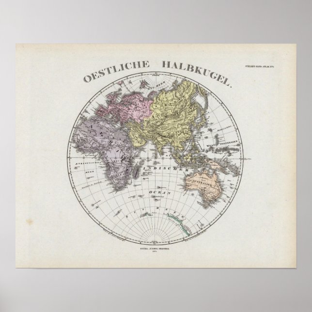 Atlas-Karte für die östliche Hemisphäre Poster (Vorne)
