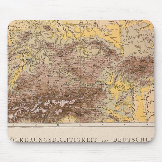 Atlas-Karte Mitteleuropas Mousepad (Vorne)