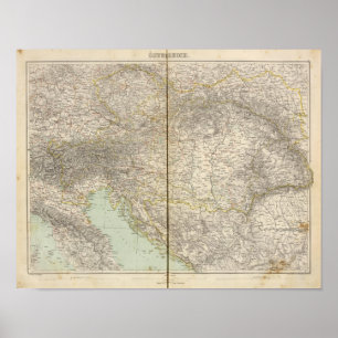 Atlas Karte Österreich Poster