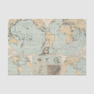Atlas-Karte Thatigkeit DES Erdinnern Seidenpapier